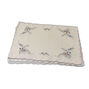 Vintage Embroidered Flowers on Cream Linen, SET OF 16